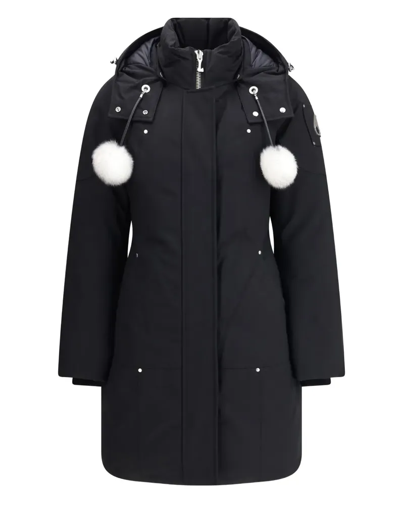 Moose Knuckles Stirling Kapuzenparka mit Bommel - Schwarz Schwarz