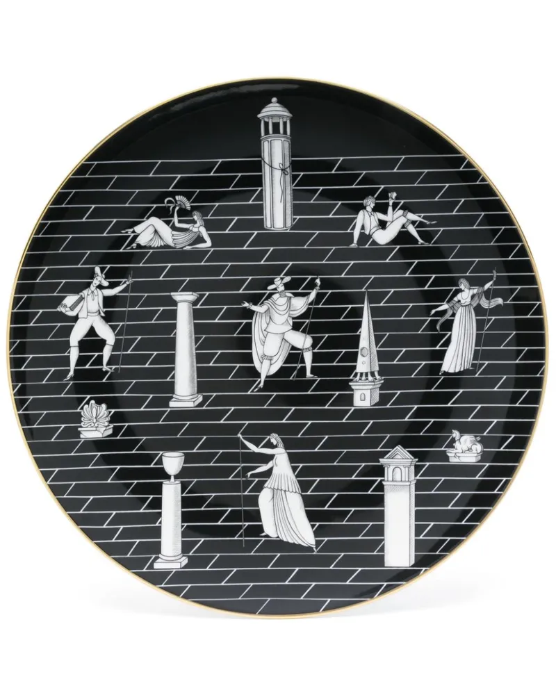 Ginori 1735 Platzteller mit Print (33cm) - Schwarz Schwarz