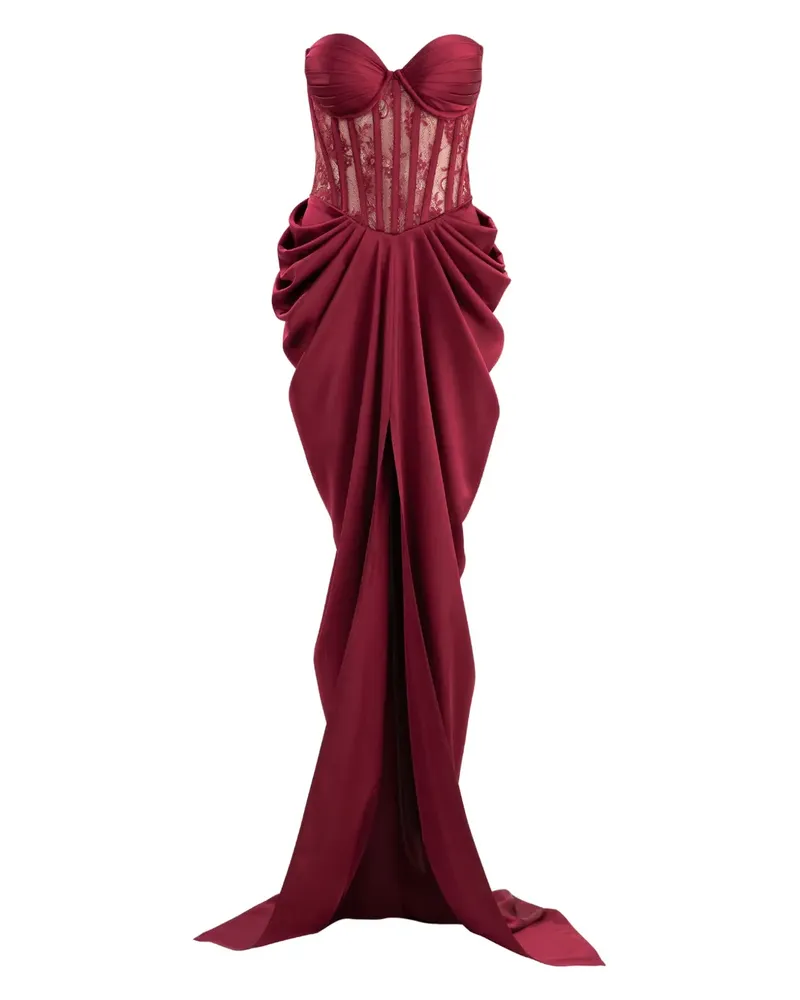 Ana Radu Corsage-Maxikleid mit Spitzendetail - Rot Rot