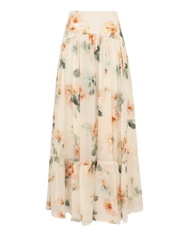 Zimmermann Carousel burnout midi skirt - Nude Nude