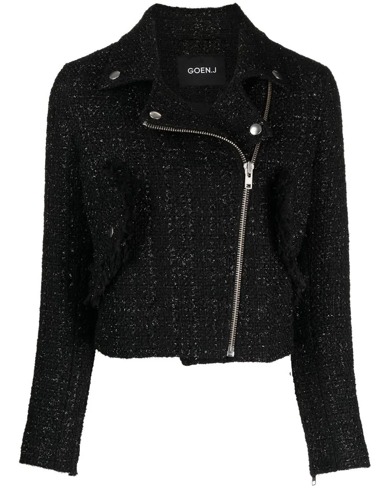 GOEN.J Cropped-Bikerjacke - Schwarz Schwarz