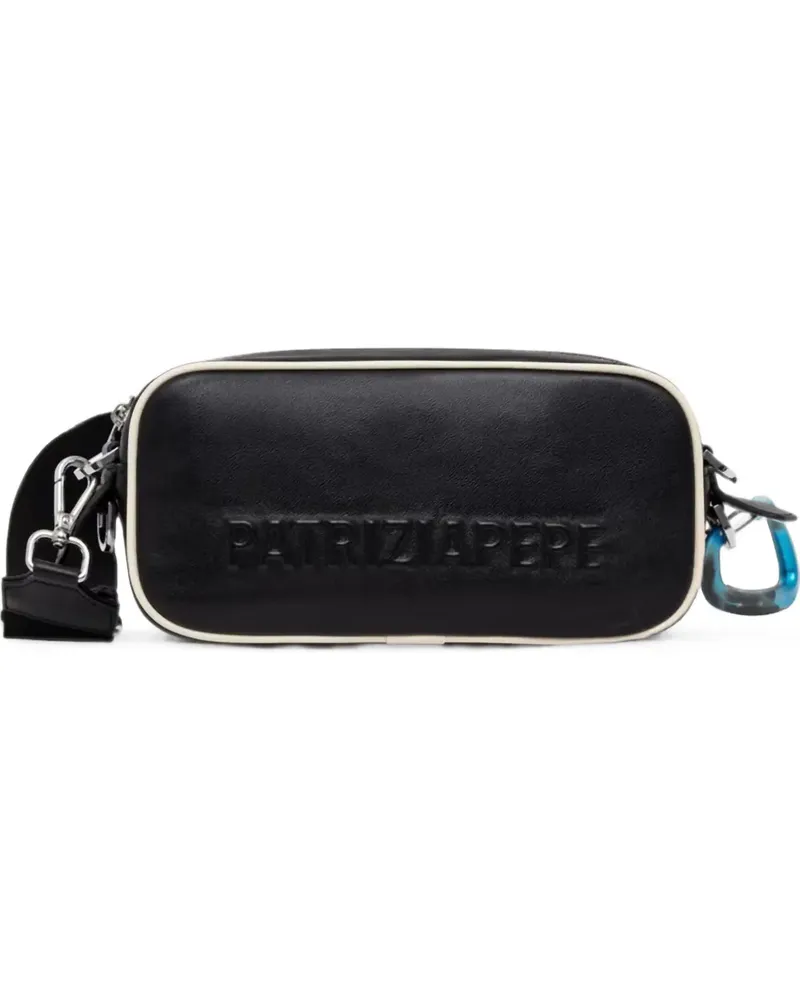 Patrizia Pepe mini logo-debossed carabiner-detail cross body bag - Schwarz Schwarz