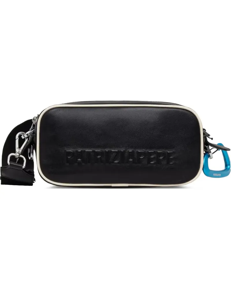 Patrizia Pepe Mini-Umhängetasche mit Logo-Prägung und Karabinerdetail - Schwarz Schwarz