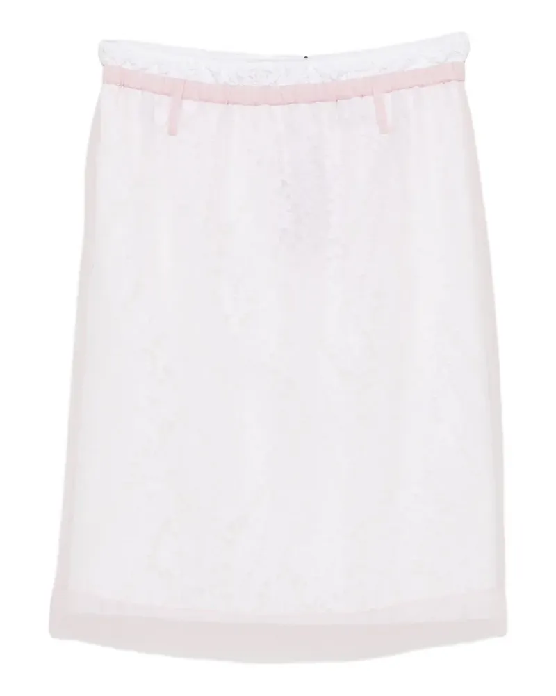 N° 21 Midirock mit Gürtelschlaufen und Blumenspitze - Rosa Rosa