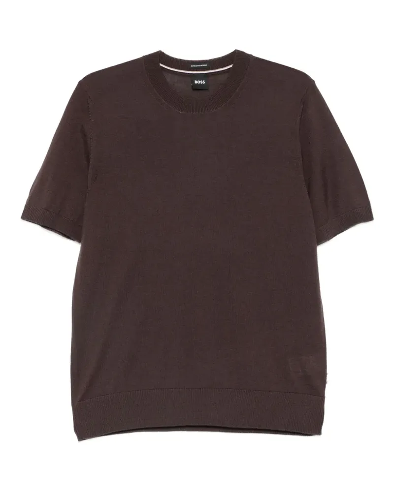 HUGO BOSS short-sleeve wool T-shirt - Braun Braun