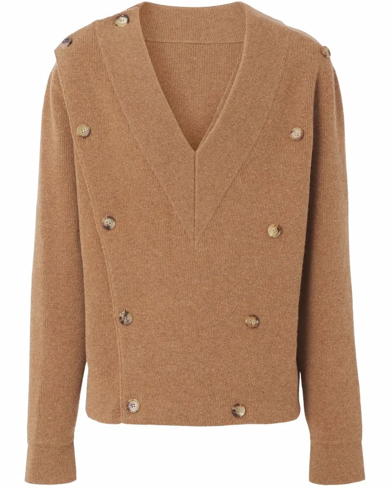 Burberry Doppelreihiger Pullover mit V-Ausschnitt - Braun Braun
