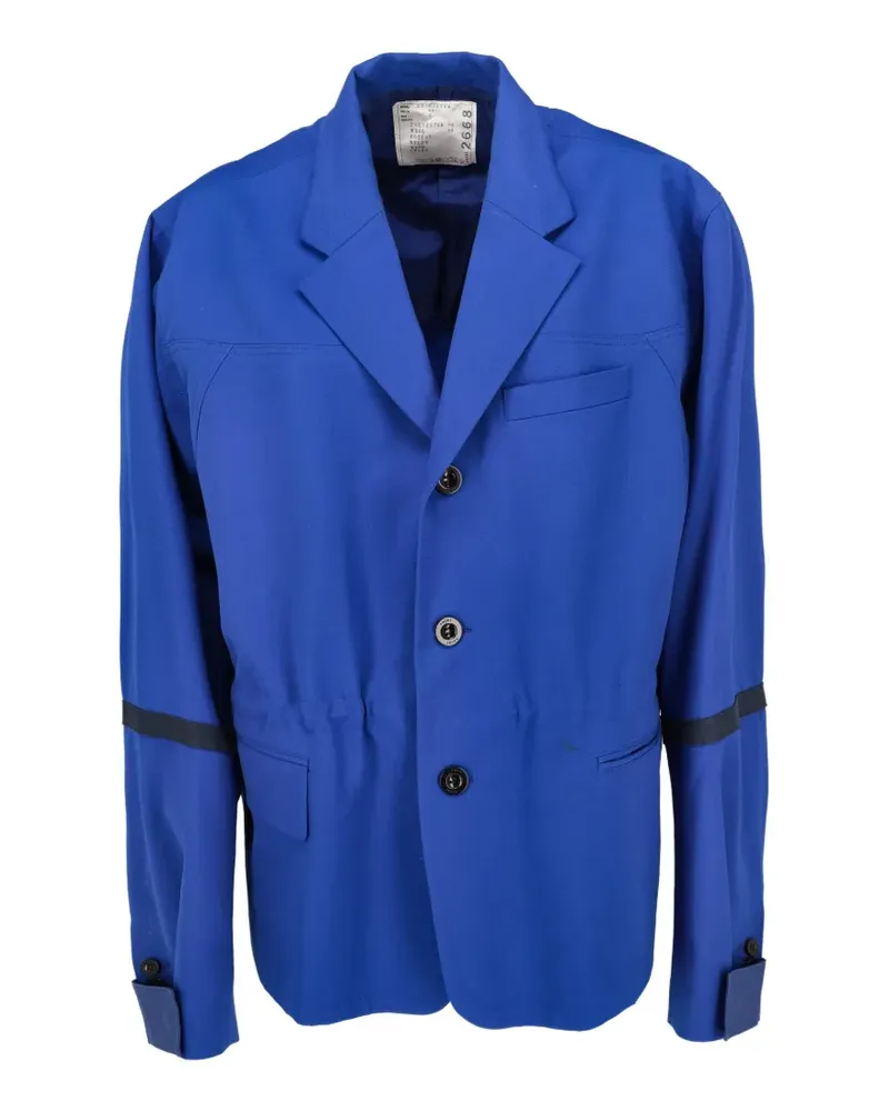 Sacai drawstring-waist panelled blazer - Blau Blau