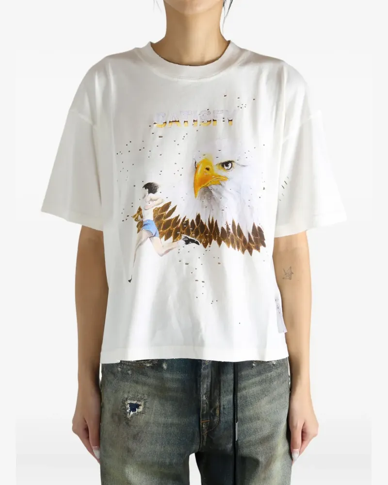 Satisfy eagle-print distressed T-shirt - Weiß Weiß