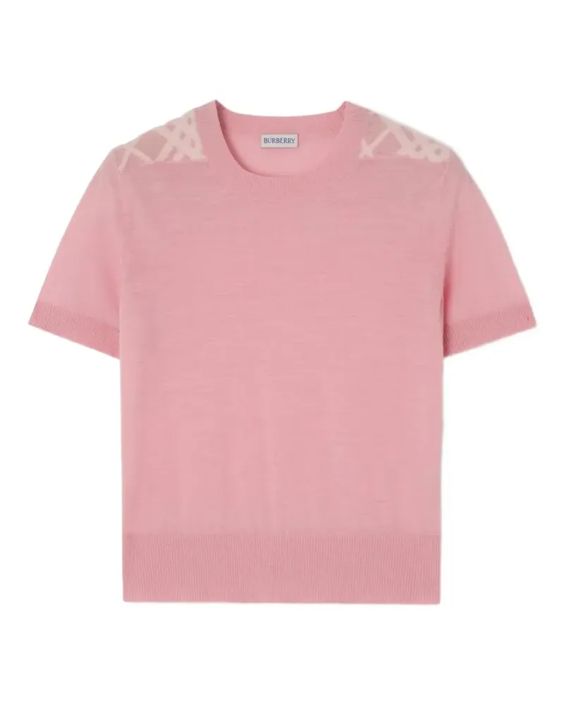 Burberry Check-panel wool-silk top - Rosa Rosa