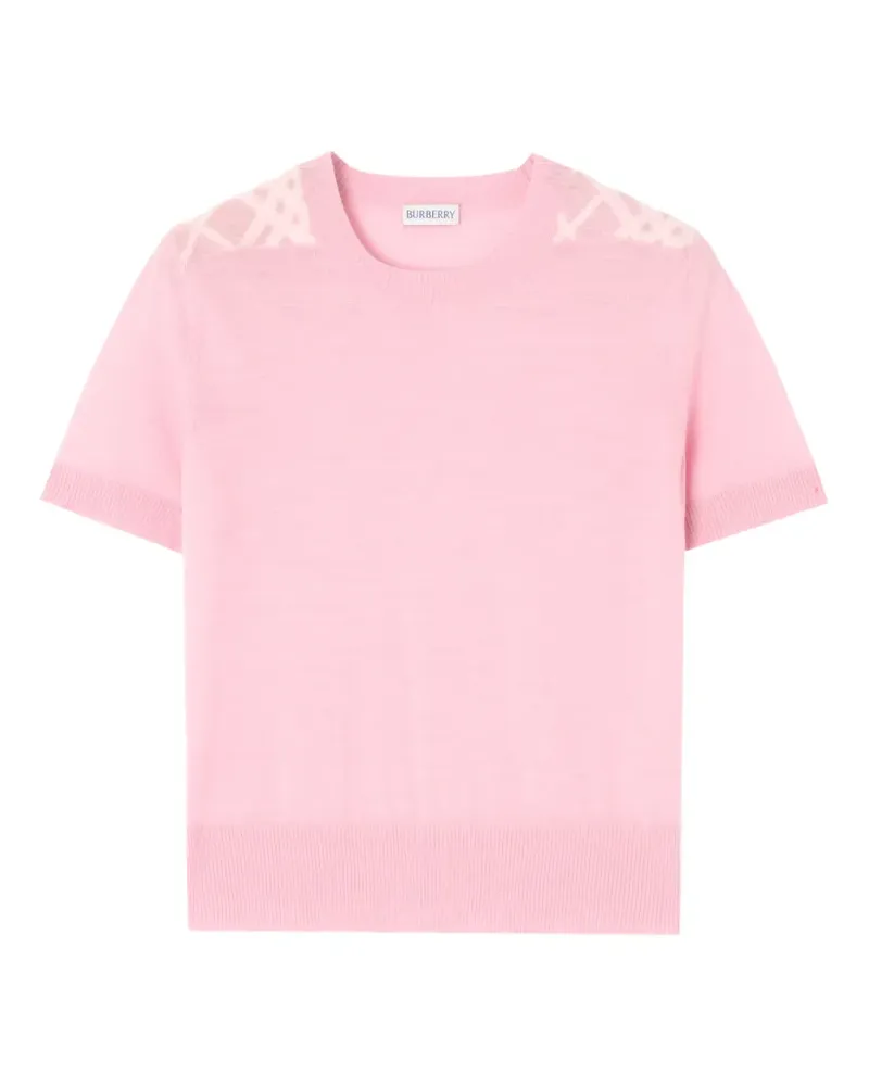 Burberry Check-panel wool-silk top - Rosa Rosa