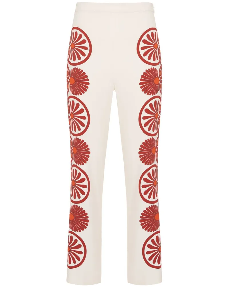 La DoubleJ Cropped-Hose mit Medallion-Print - Nude Nude