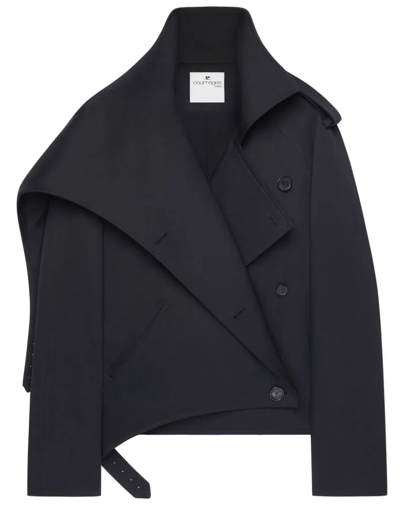 Courrèges Kurzer Oblique Trenchcoat - Schwarz Schwarz