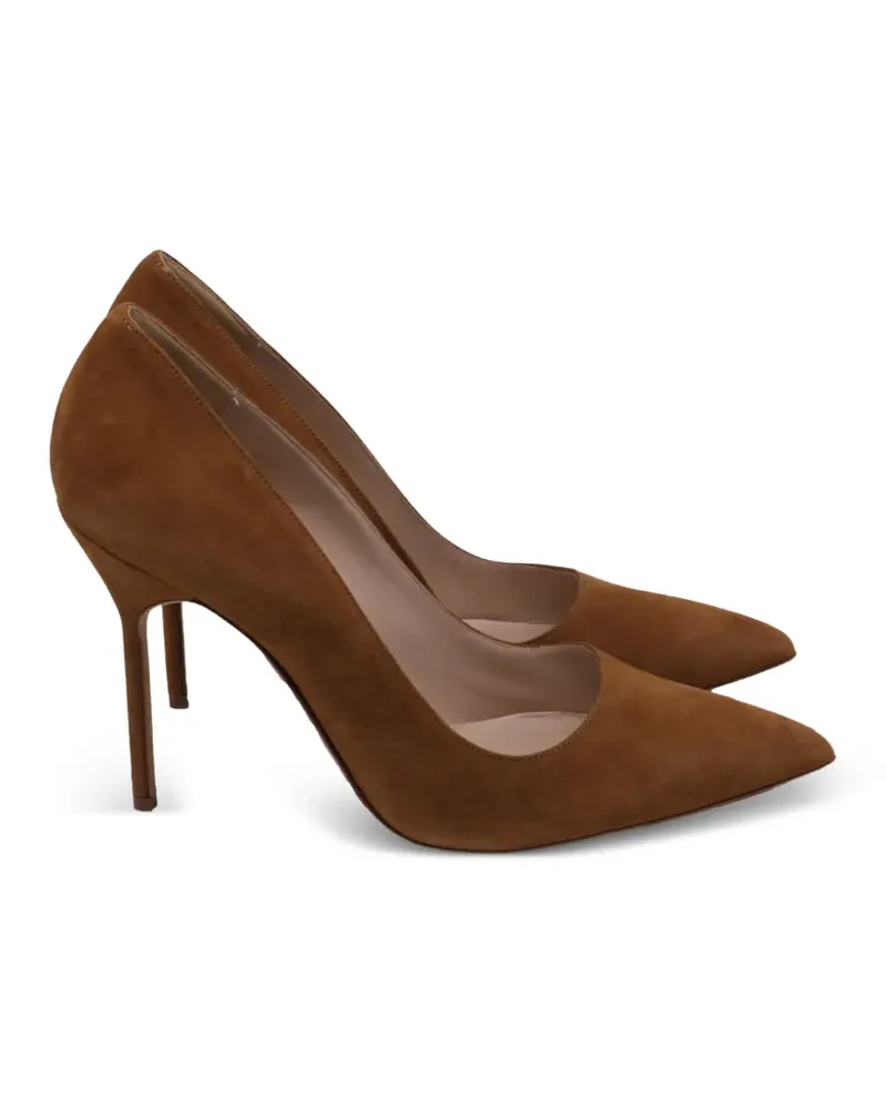 Manolo Blahnik pointed-toe suede pumps - Braun Braun