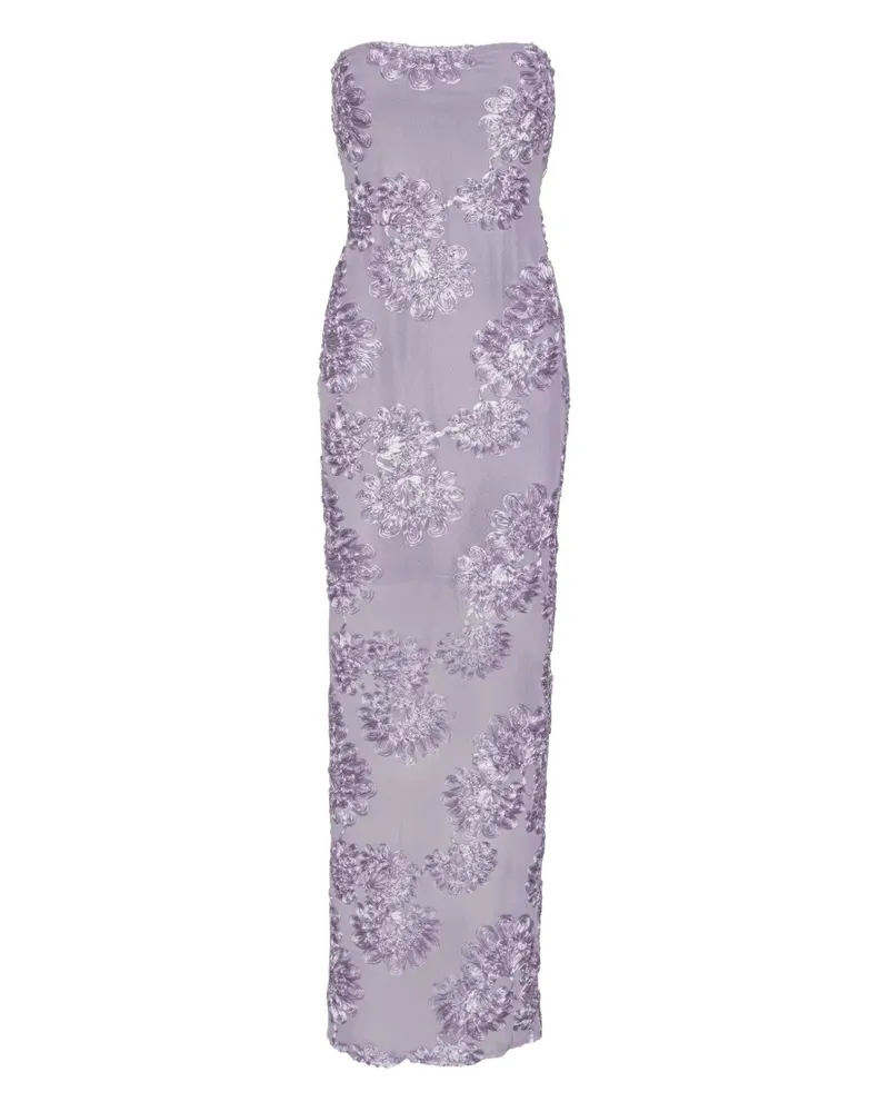 ROTATE Birger Christensen Maxikleid mit floralem Mesh - Violett Violett
