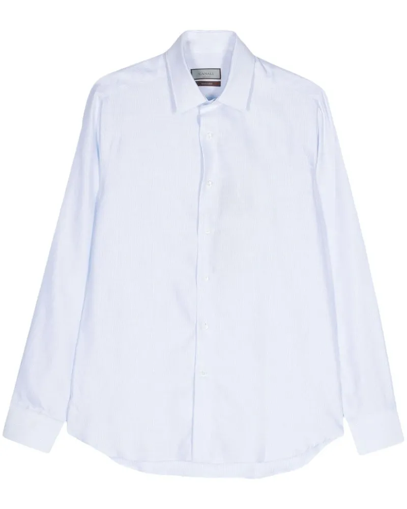 Canali Hemd mit Jacquardmuster Blau