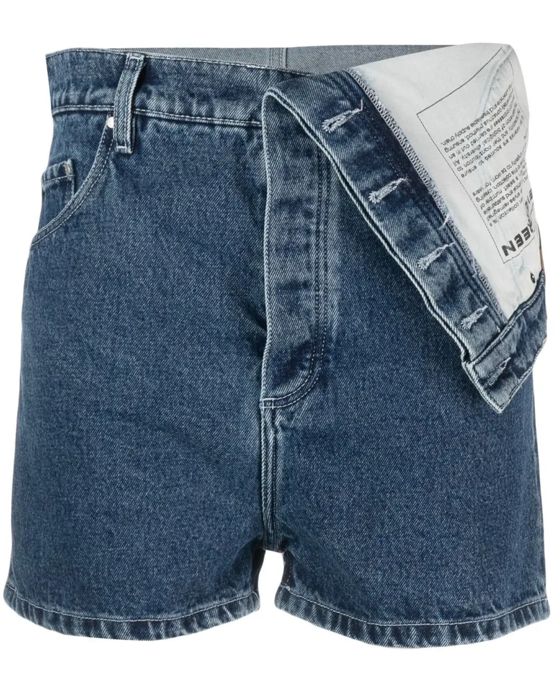 Y/PROJECT Jeans-Shorts mit umgeschlagenem Bund - Blau Blau