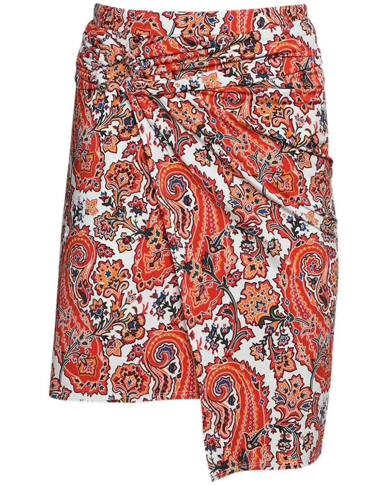 Paco Rabanne Geraffter Jupe Rock mit Paisley-Print - Weiß Weiß