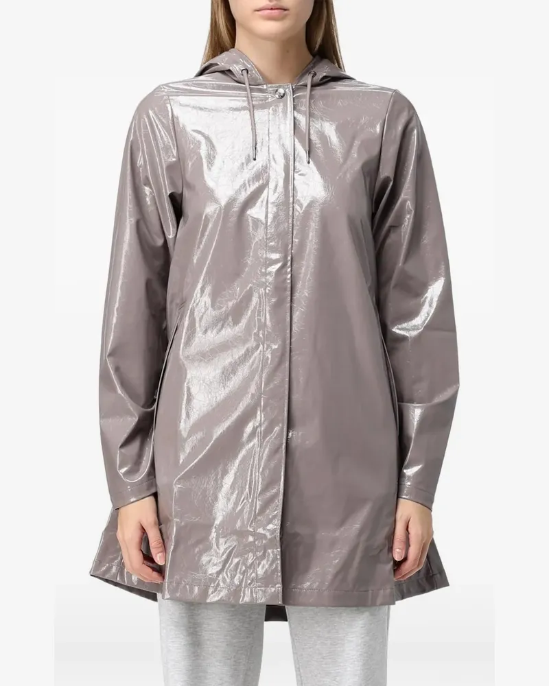 RAINS hooded gloss-finish coat - Grau Grau