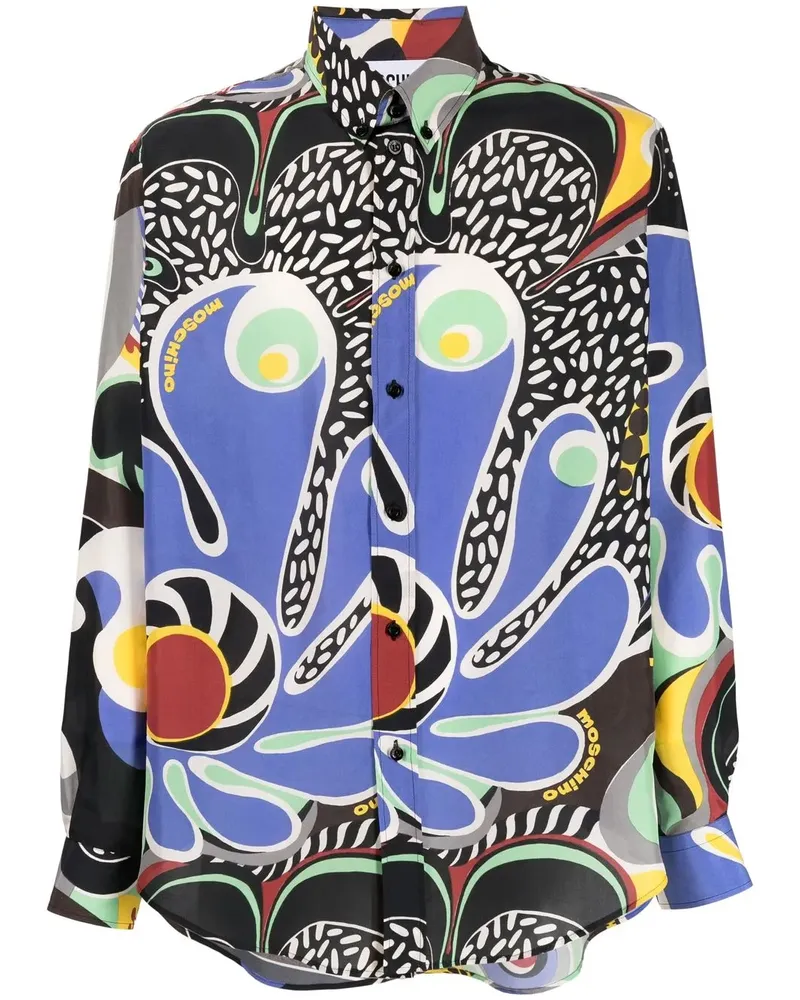 Moschino Seidenhemd mit grafischem Print - Blau Blau