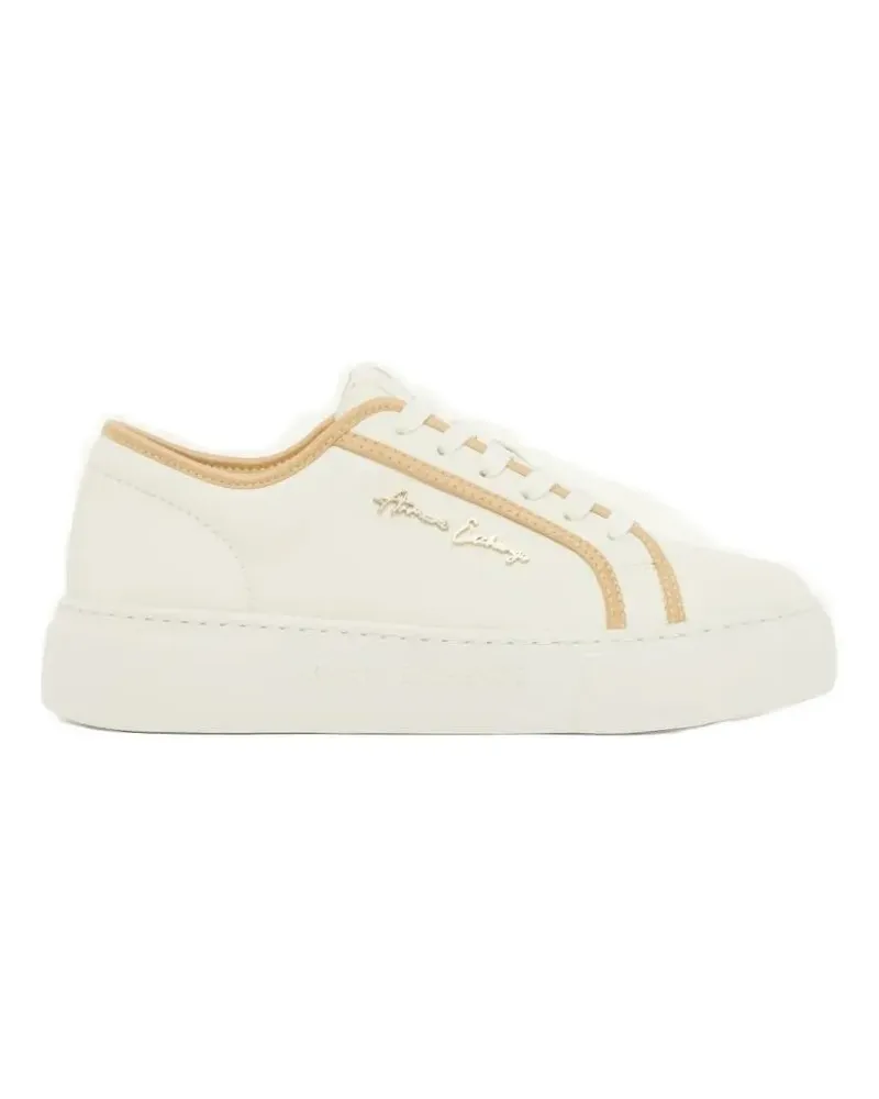 Armani Exchange logo-plaque lace-up sneakers - Weiß Weiß