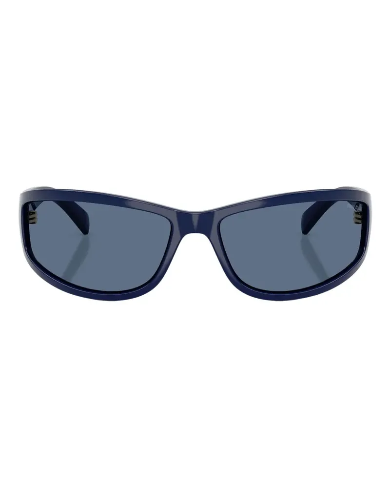 Miu Miu Eckige Sonnenbrille mit Logo-Schild - Blau Blau
