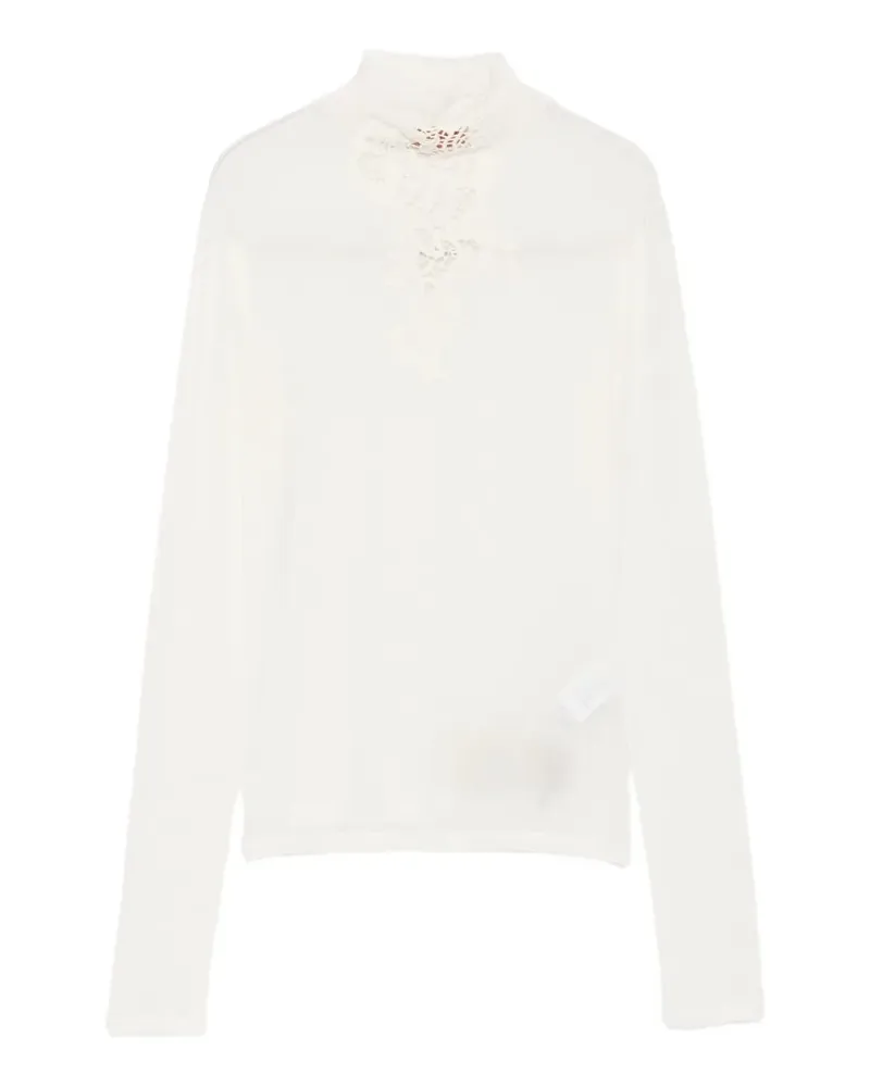 Ermanno Scervino lace-appliqué high-neck sweater - Weiß Weiß