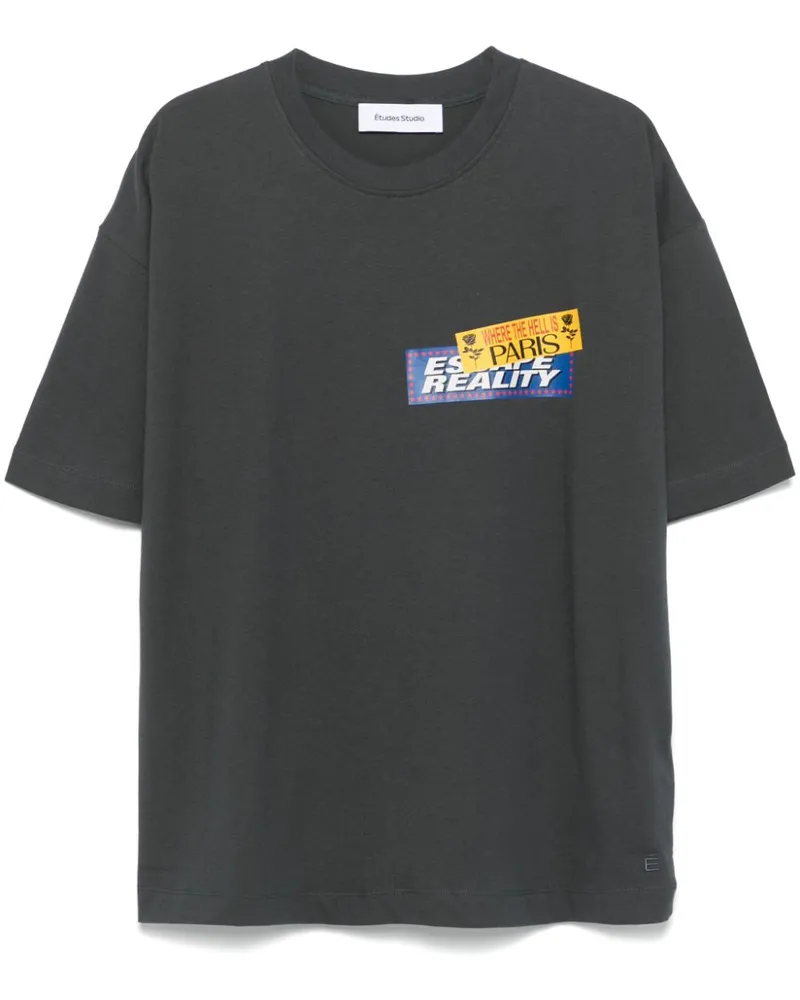 Études Studio T-Shirt mit Sticker-Print - ANTHRACITE Anthracite