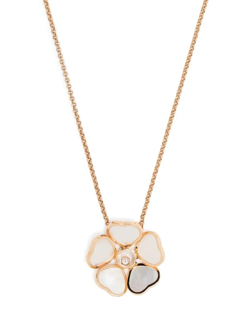 Chopard 18kt Happy Hearts Rotgoldhalskette mit Diamanten Gold
