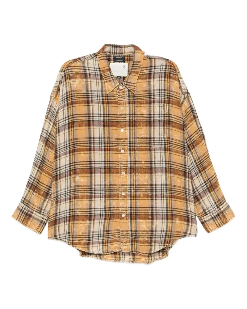 R13 Kariertes Hemd im Distressed-Look - Gelb Gelb