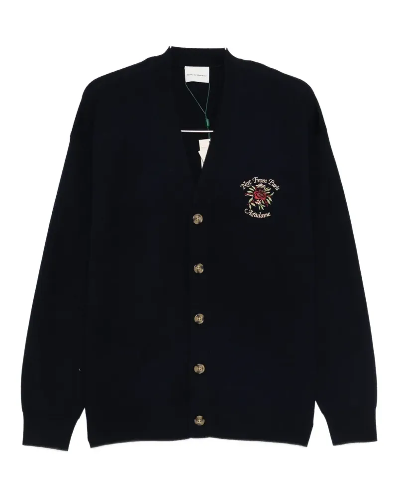 Drôle de Monsieur rose-embroidery button-up cardigan - Blau Blau