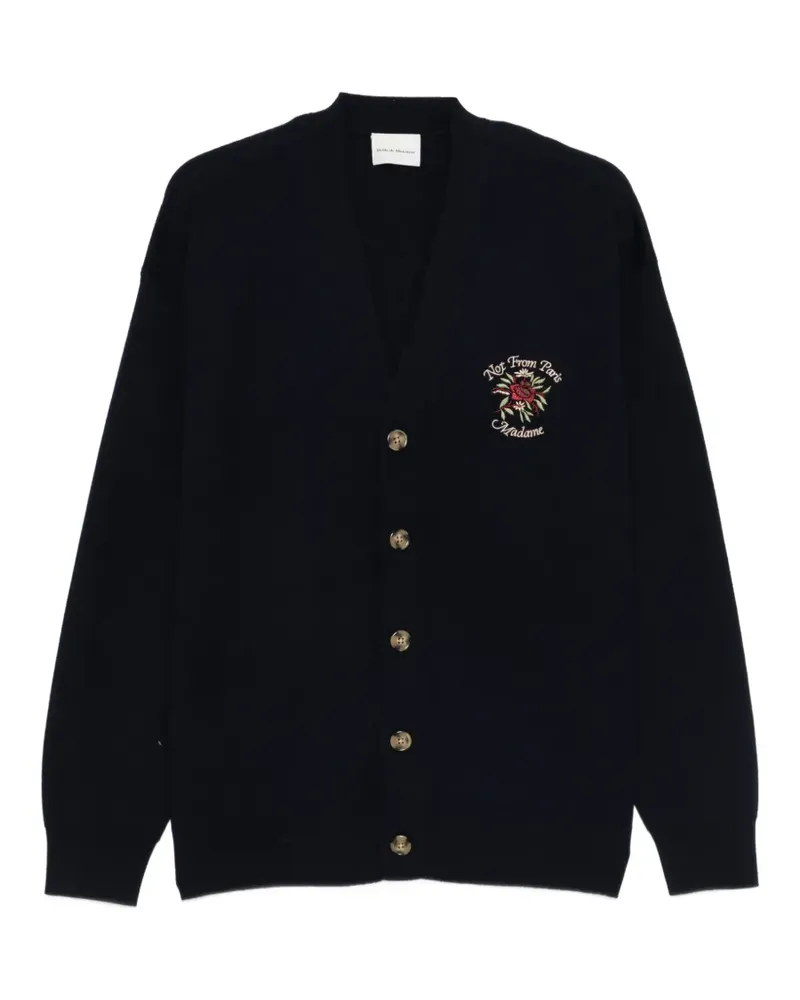 Drôle de Monsieur rose-embroidery button-up cardigan - Blau Blau