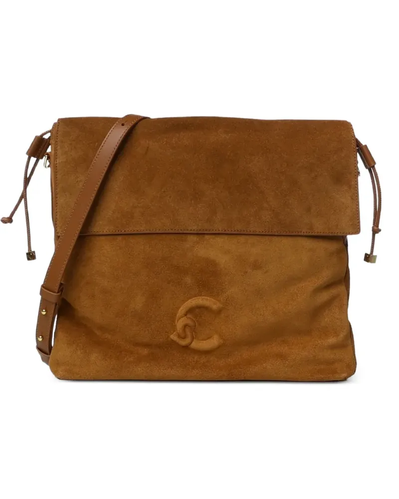 Coccinelle Schultertasche mit Logo-Patch - Braun Braun