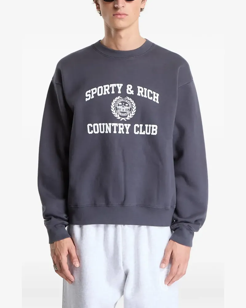SPORTY & RICH Pullover mit Logo-Print - Grau Grau