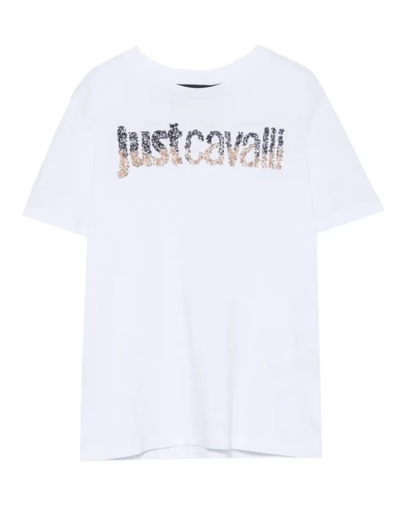 Just Cavalli sequin-logo T-shirt - Weiß Weiß