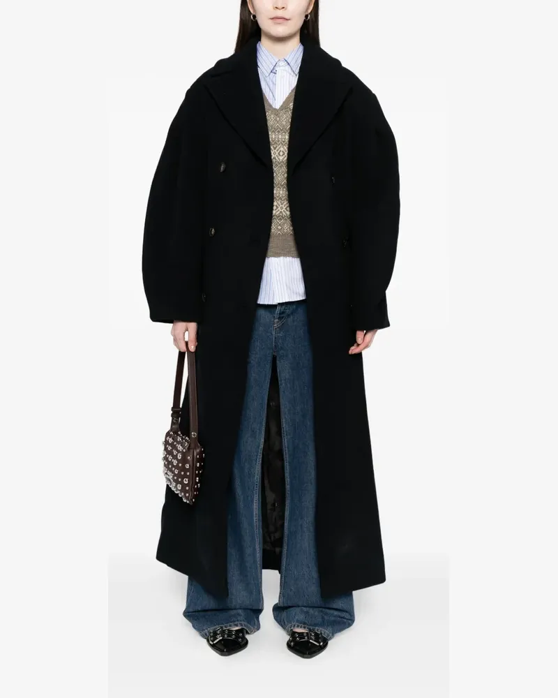 Ganni oversized long peacoat - Schwarz Schwarz