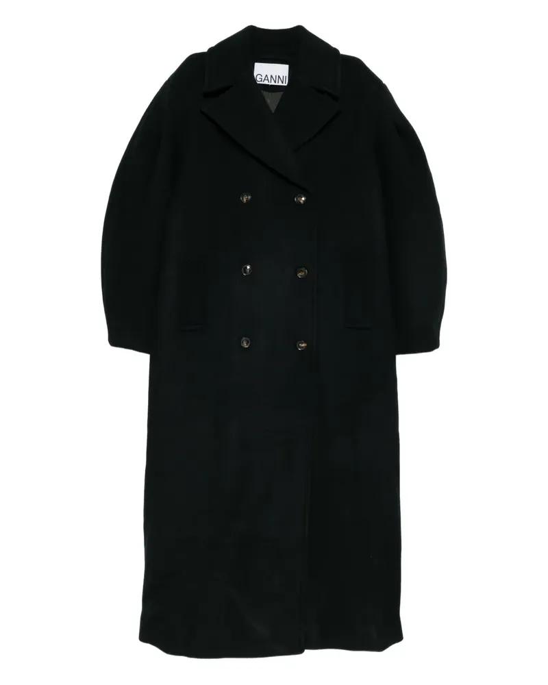 Ganni Doppelreihiger Oversized-Mantel - Schwarz Schwarz
