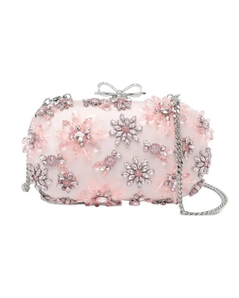Self-Portrait crystal-embellishment clutch bag - Rosa Rosa