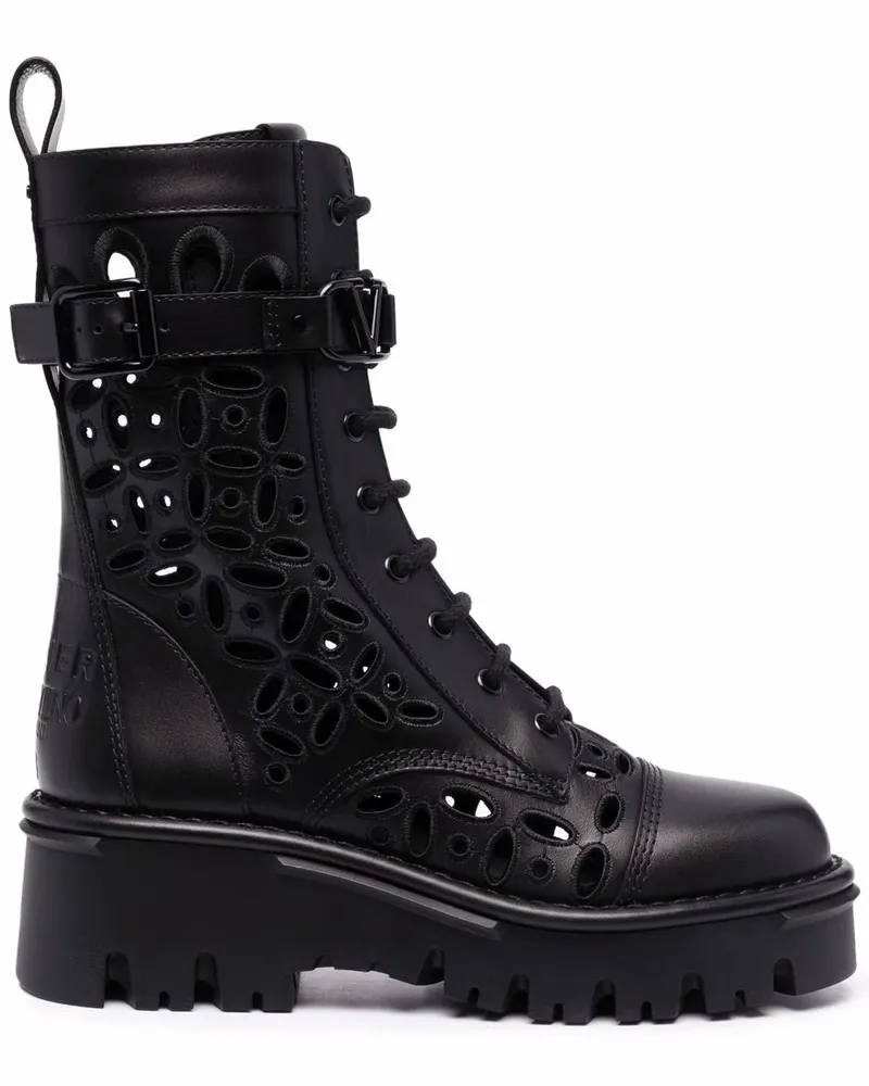 Valentino Garavani Stiefel mit Laser-Cuts - Schwarz Schwarz