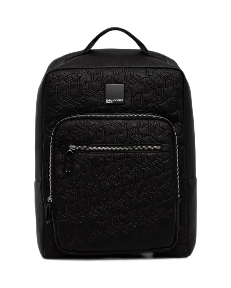 Karl Lagerfeld logo-embossed monogram backpack - Schwarz Schwarz