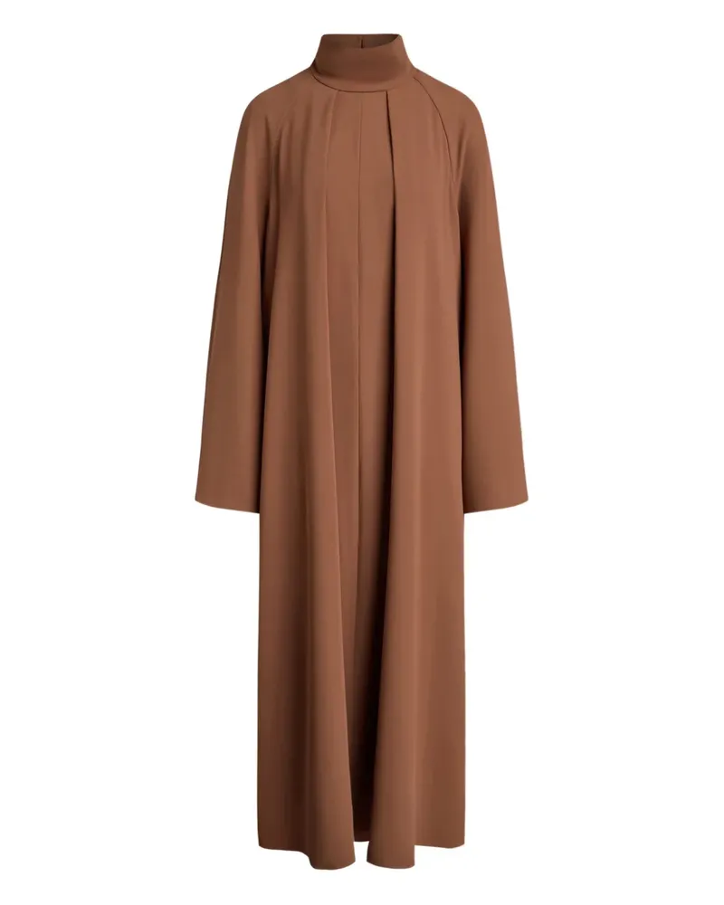 12 STOREEZ Falten-Maxikleid mit Stehkragen - Braun Braun