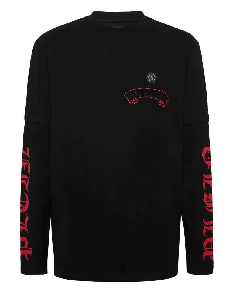 Philipp Plein T-Shirt mit Logo-Stickerei - Schwarz Schwarz