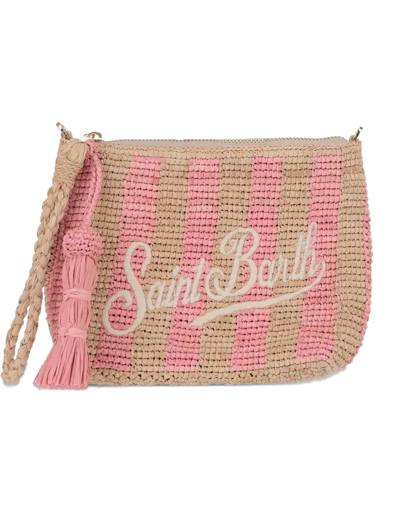 MC2 Saint Barth striped tassel-detail clutch bag - Nude Nude