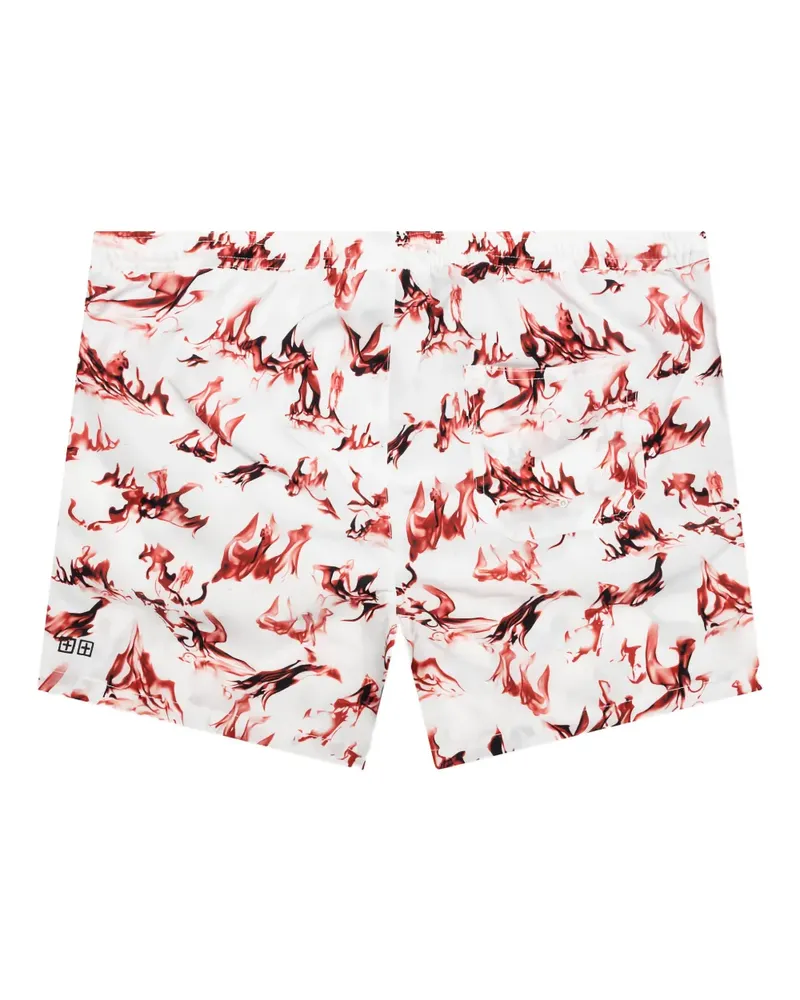 ksubi Kordelzug-Shorts mit Burnt Board-Print - Weiß Weiß