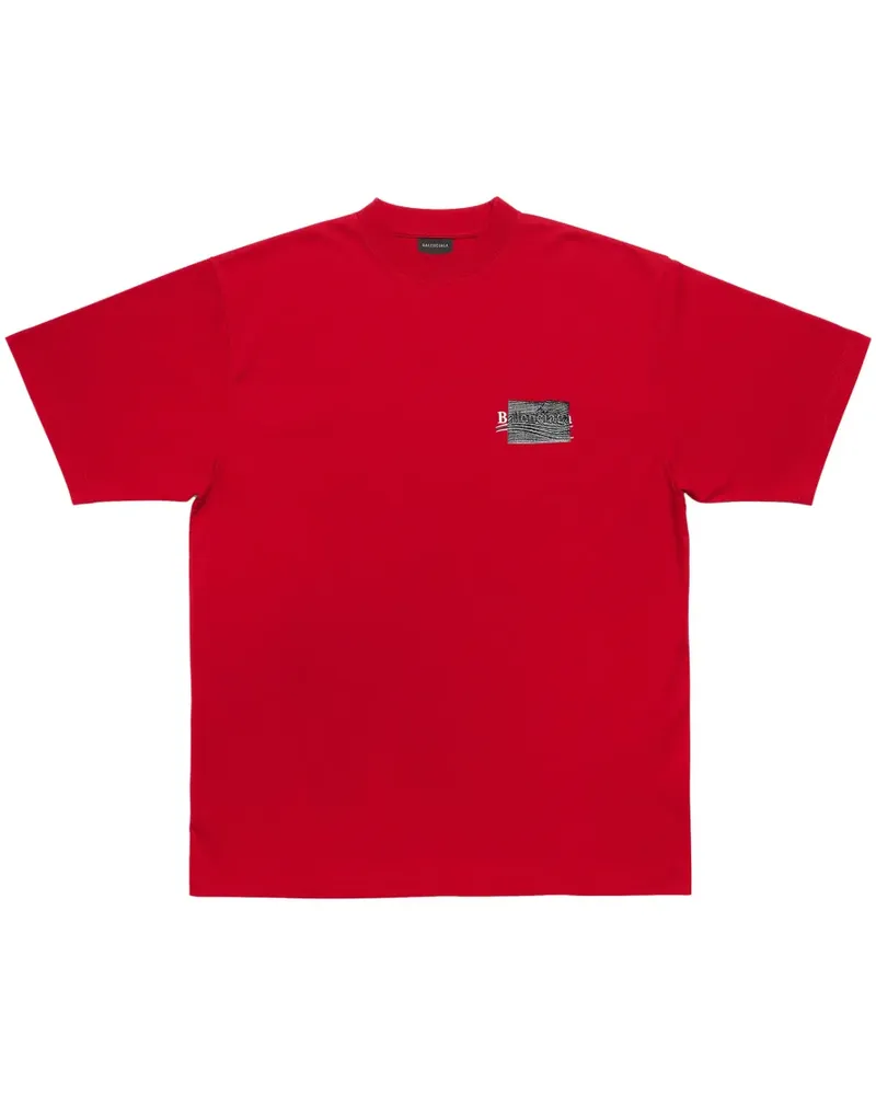 Balenciaga T-Shirt mit Logo-Print - Rot Rot