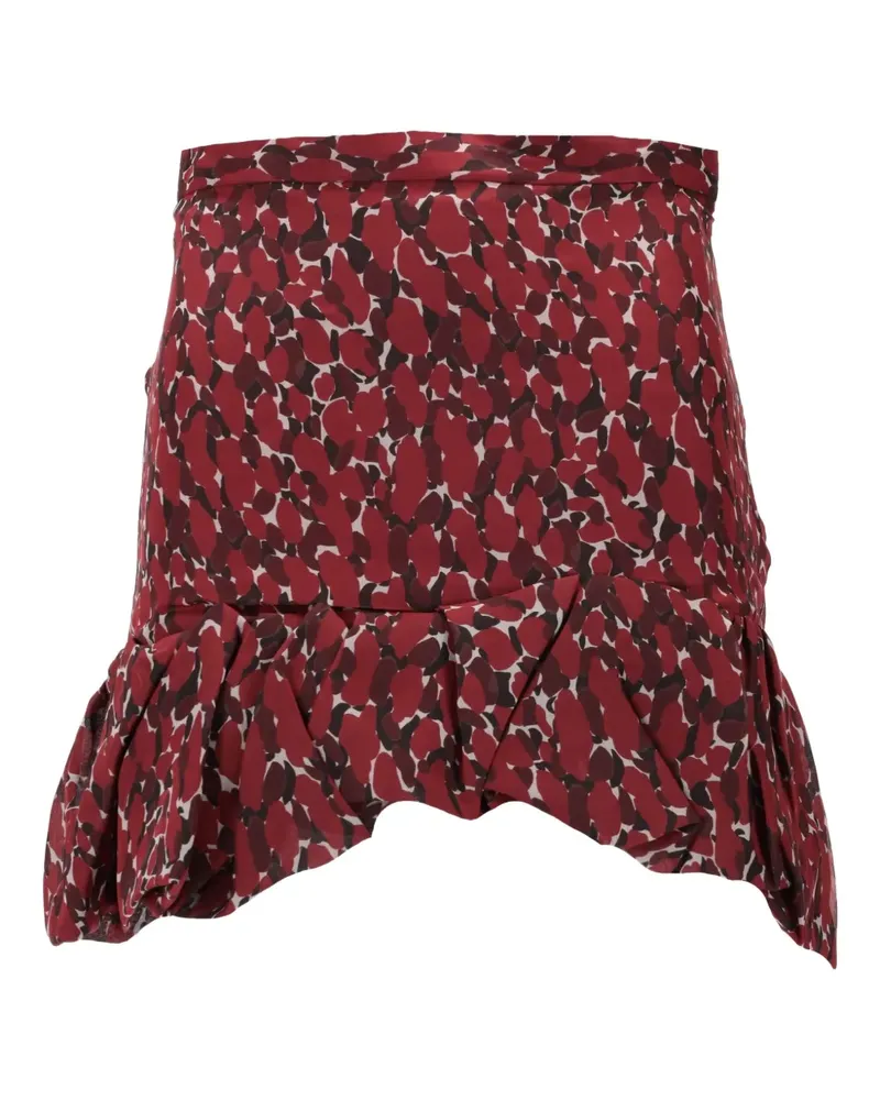 Saint Laurent ruffled abstract-print mini skirt - Rot Rot