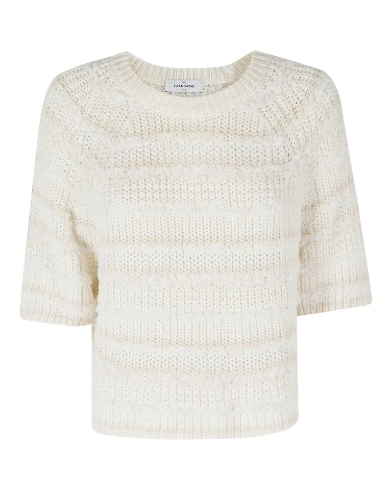 Gran Sasso striped short-sleeve sweater - Weiß Weiß