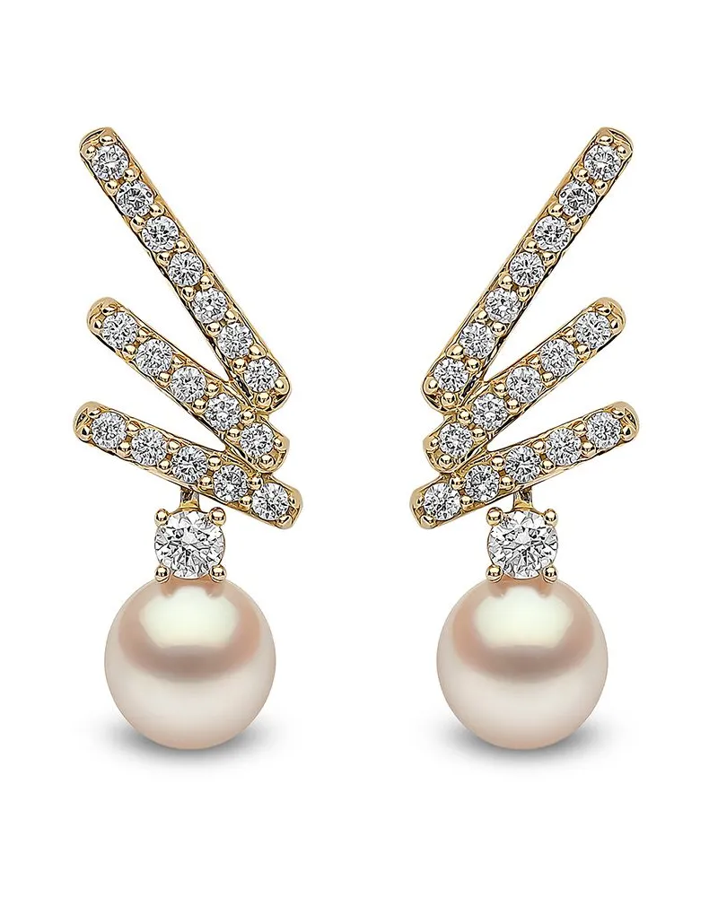 YOKO London 18kt Sleek Gelbgoldohrstecker mit Diamanten und Akoya-Perle Gold