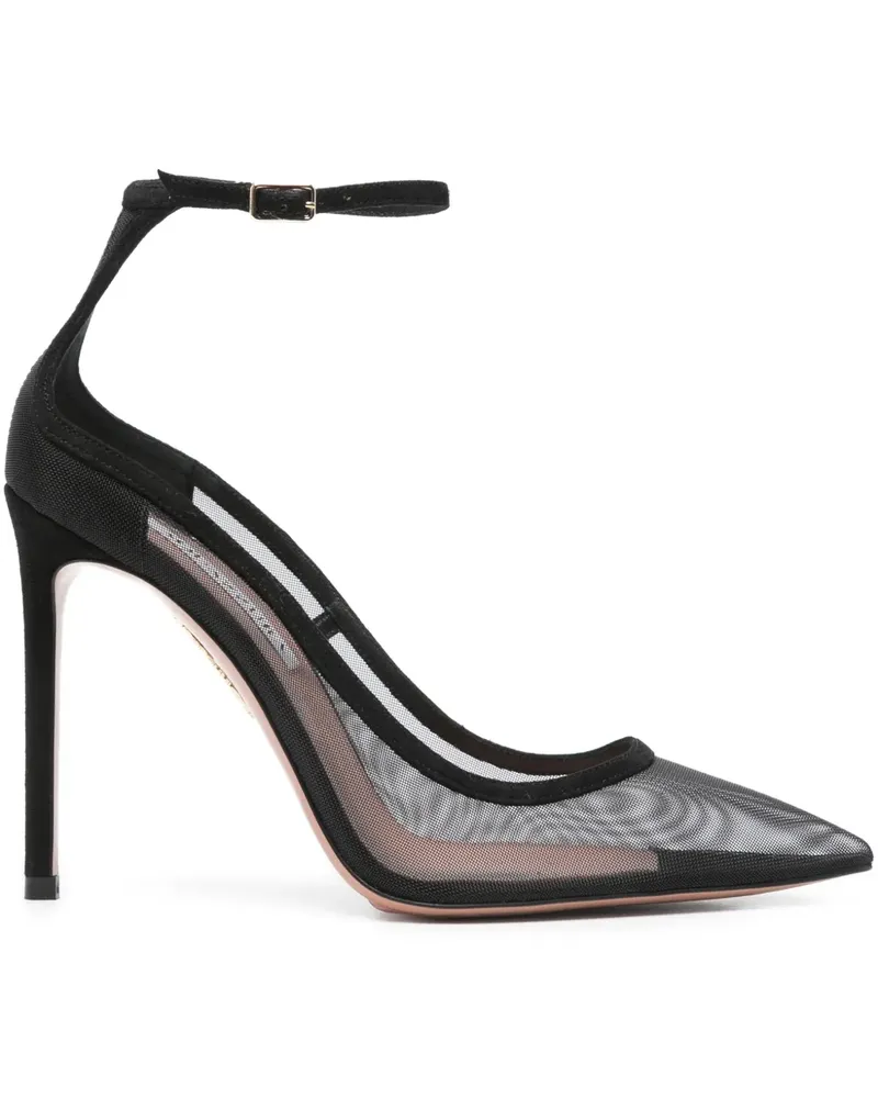 Aquazzura Love Affair Mesh-Pumps mit Knöchelriemen 110mm - Schwarz Schwarz