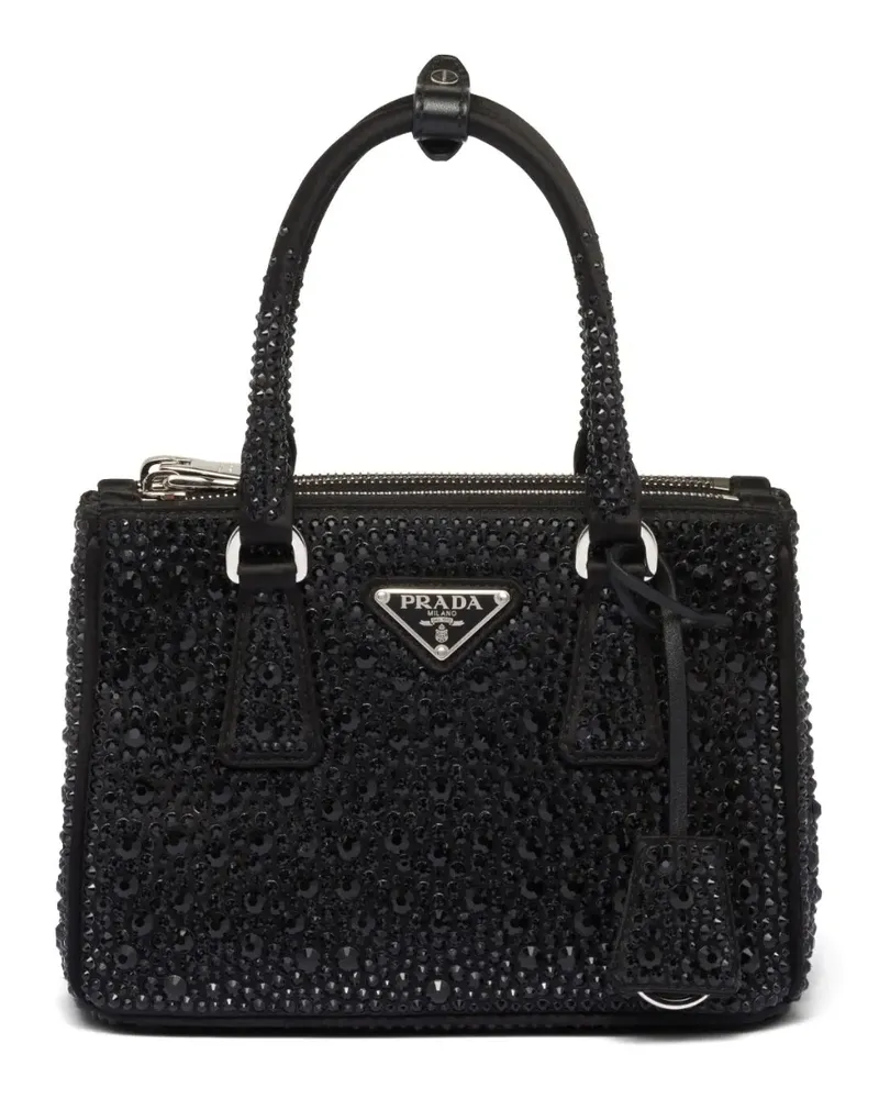 Prada Verzierte Galleria Mini-Tasche - Schwarz Schwarz