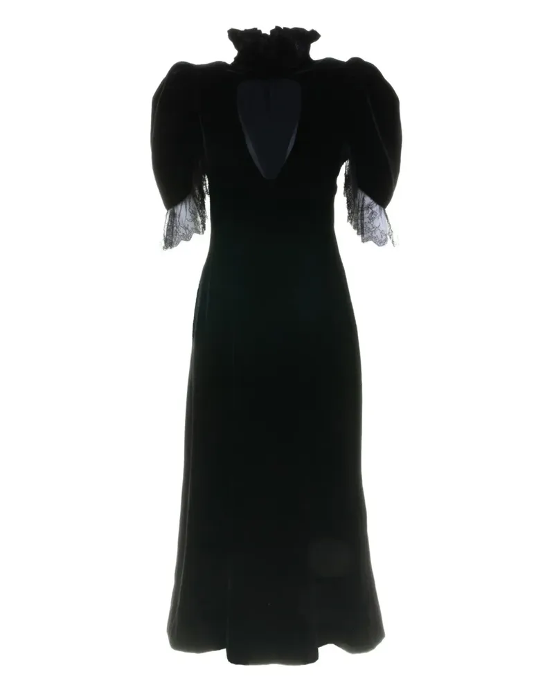 Alexander McQueen Kleid aus Samt mit Spitzendetail - Schwarz Schwarz